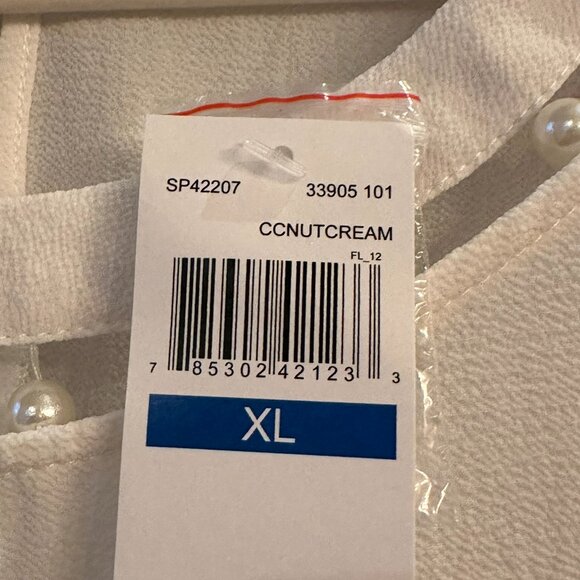 โจ๐๏ธ NWT - Neiman Marcus Pearl Embellished Ruffle Sleeve Blouse - XL ๐๏ธโจ - Picture 9 of 10